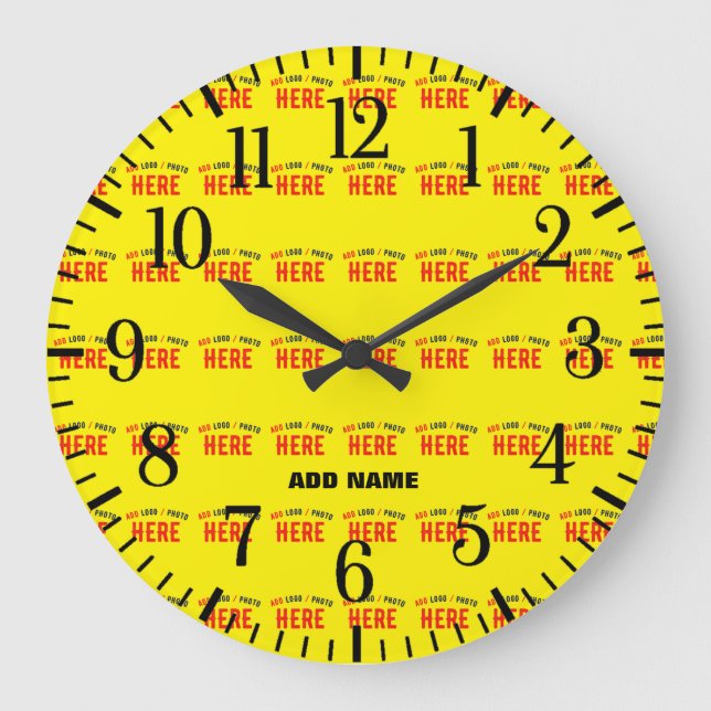 STYLISH MODERN CUSTOM BRIGHT YELLOW VERIFIED BRAND LARGE CLOCK (Front)