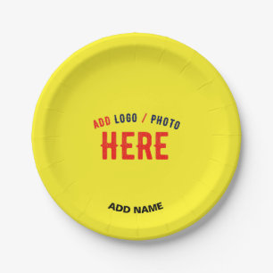 STYLISH MODERN CUSTOM BRIGHT YELLOW VERIFIED BRAND PAPER PLATE