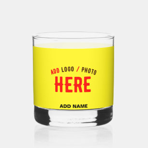 STYLISH MODERN CUSTOM BRIGHT YELLOW VERIFIED BRAND WHISKEY GLASS