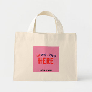 STYLISH MODERN CUSTOM BROWN HOT PINK BRANDED BHHH MINI TOTE BAG