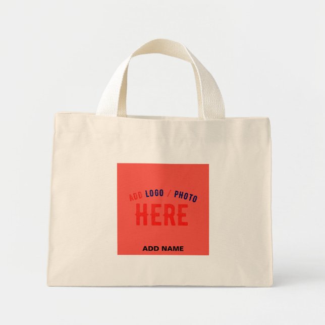 STYLISH MODERN CUSTOM BROWN RED ORANGE BRANDED MINI TOTE BAG (Front)