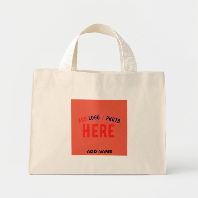 STYLISH MODERN CUSTOM BROWN TOMATO RED BRANDED MINI TOTE BAG (Front)