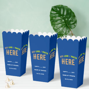 STYLISH MODERN CUSTOM COBALT BLUE BRANDED POPCORN FAVOR BOX
