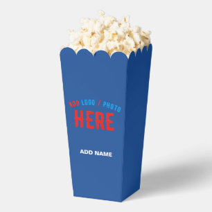 STYLISH MODERN CUSTOM COBALT BLUE BRANDED POPCORN FAVOR BOX