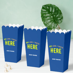 STYLISH MODERN CUSTOM COBALT BLUE BRANDED POPCORN FAVOR BOX