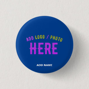 STYLISH MODERN CUSTOM COBALT BLUE VERIFIED BRANDED 1 INCH ROUND BUTTON