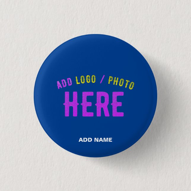 STYLISH MODERN CUSTOM COBALT BLUE VERIFIED BRANDED 1 INCH ROUND BUTTON (Front)