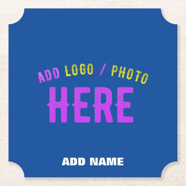 STYLISH MODERN CUSTOM COBALT BLUE VERIFIED BRANDED PAPER COASTER (Front)