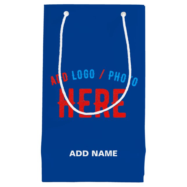 STYLISH MODERN CUSTOM COBALT BLUE VERIFIED BRANDED SMALL GIFT BAG (Front)