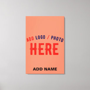 STYLISH MODERN CUSTOM CORAL ORANGE VERIFIED BRAND CANVAS PRINT