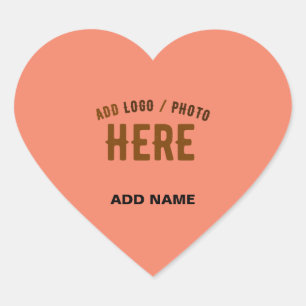 STYLISH MODERN CUSTOM CORAL ORANGE VERIFIED BRAND HEART STICKER