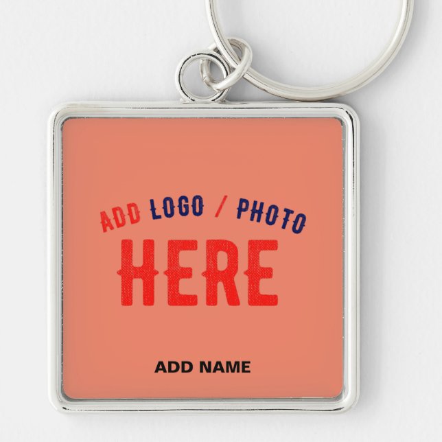 STYLISH MODERN CUSTOM CORAL ORANGE VERIFIED BRAND KEYCHAIN (Front)