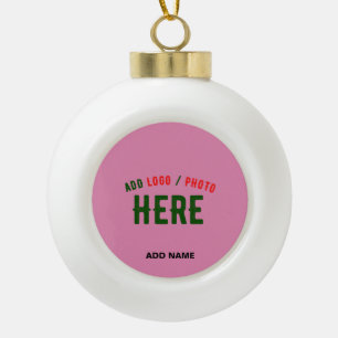 STYLISH MODERN CUSTOM CUTE HOT PINK VERIFIED BRAND CERAMIC BALL CHRISTMAS ORNAMENT
