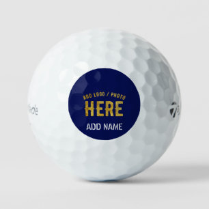 STYLISH MODERN CUSTOM CUTE WHITE NAVY BLUE BRANDED GOLF BALLS