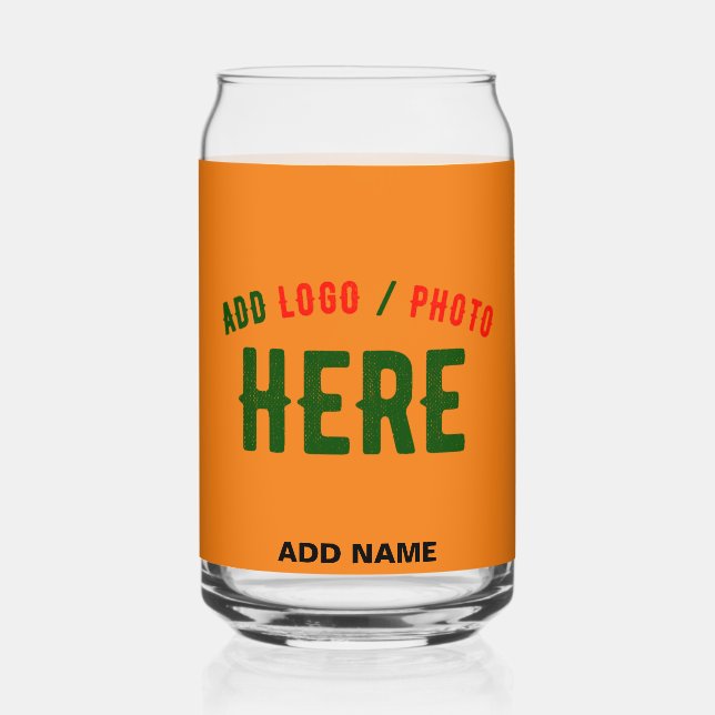 STYLISH MODERN CUSTOM DARK ORANGE VERIFIED BRANDED CAN GLASS (Front)