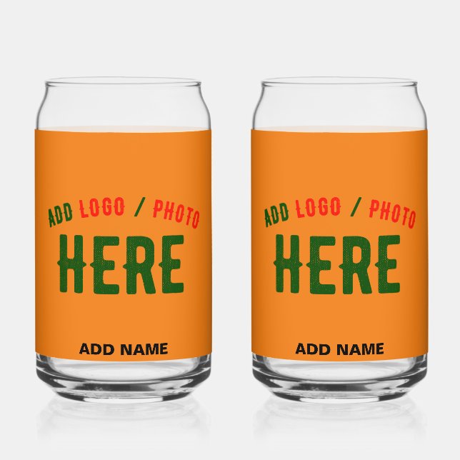 STYLISH MODERN CUSTOM DARK ORANGE VERIFIED BRANDED CAN GLASS (Front)
