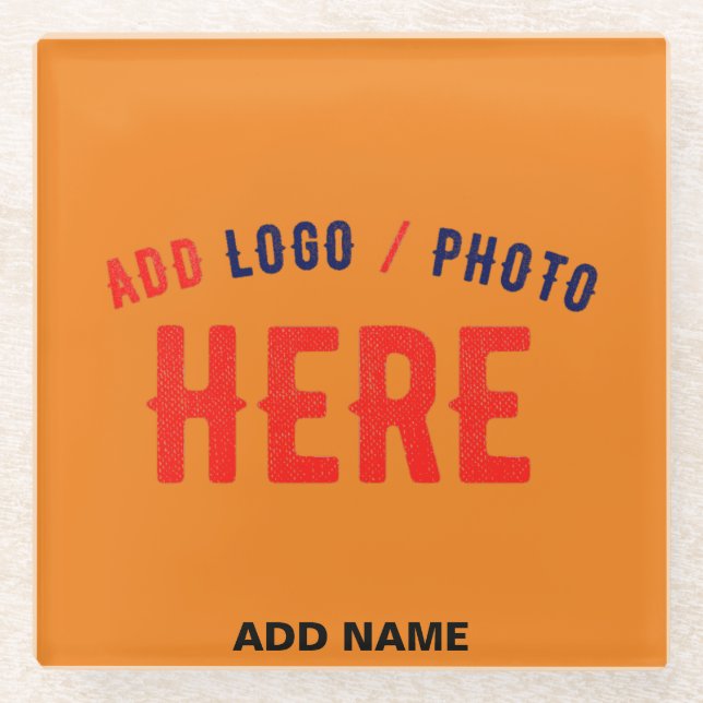 STYLISH MODERN CUSTOM DARK ORANGE VERIFIED BRANDED GLASS COASTER (Front)