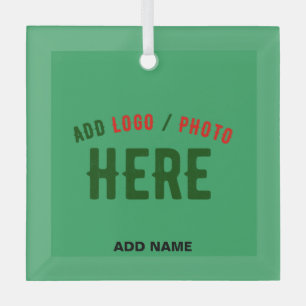 STYLISH MODERN CUSTOM EMERALD GREEN VERIFIED BRAND GLASS ORNAMENT