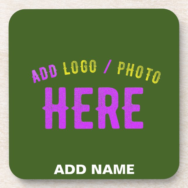STYLISH MODERN CUSTOM FOREST GREEN VERIFIED BRAND COASTER (Front)