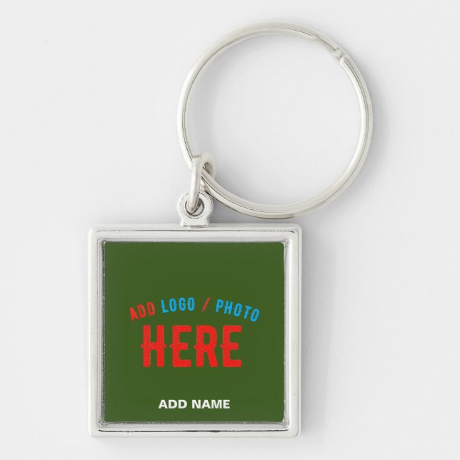 STYLISH MODERN CUSTOM FOREST GREEN VERIFIED BRAND KEYCHAIN (Front)