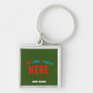 STYLISH MODERN CUSTOM FOREST GREEN VERIFIED BRAND KEYCHAIN