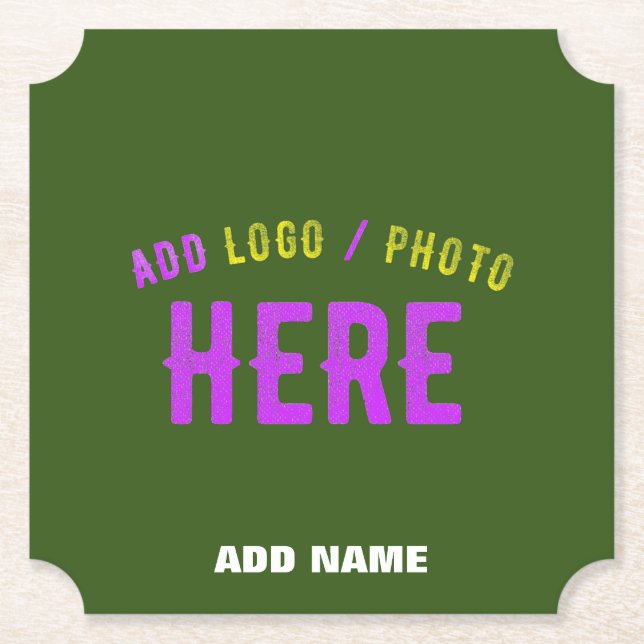 STYLISH MODERN CUSTOM FOREST GREEN VERIFIED BRAND PAPER COASTER (Front)