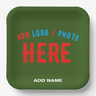 STYLISH MODERN CUSTOM FOREST GREEN VERIFIED BRAND PAPER PLATE