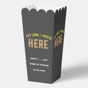 STYLISH MODERN CUSTOM GREY VERIFIED BRAND POPCORN FAVOR BOX