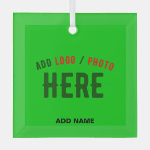 STYLISH MODERN CUSTOM LIME GREEN VERIFIED BRANDED GLASS ORNAMENT