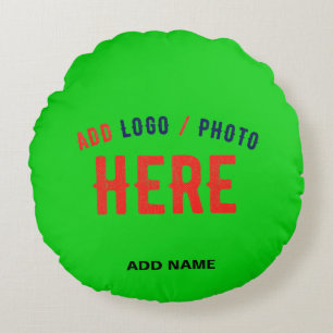 STYLISH MODERN CUSTOM LIME GREEN VERIFIED BRANDED ROUND PILLOW