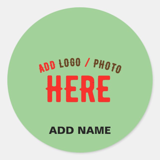 STYLISH MODERN CUSTOM MINT GREEN VERIFIED BRANDED CLASSIC ROUND STICKER (Front)