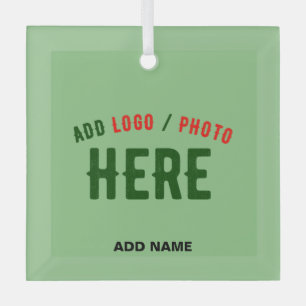 STYLISH MODERN CUSTOM MINT GREEN VERIFIED BRANDED GLASS ORNAMENT