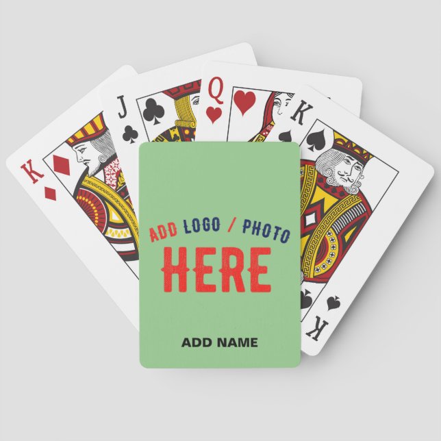 STYLISH MODERN CUSTOM MINT GREEN VERIFIED BRANDED PLAYING CARDS (Back)
