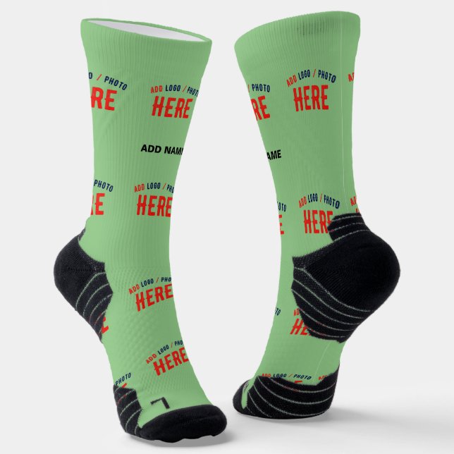 STYLISH MODERN CUSTOM MINT GREEN VERIFIED BRANDED SOCKS (Angled)