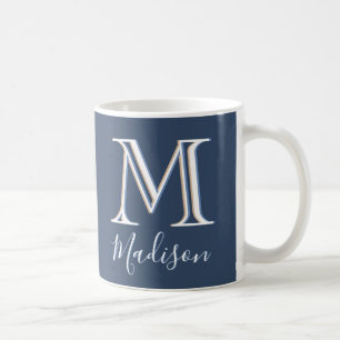 Stylish Modern Custom Name 3D Monogram  Coffee Mug