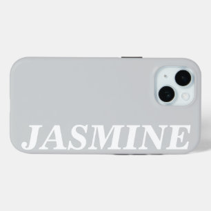 STYLISH MODERN CUSTOM NAME SOLID LIGHT GREY COLOUR iPhone 15 CASE