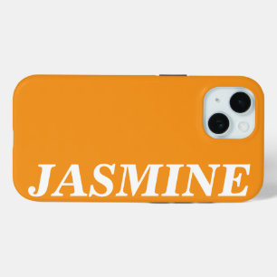 STYLISH MODERN CUSTOM NAME SOLID ORANGE COLOUR iPhone 15 CASE