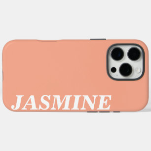 STYLISH MODERN CUSTOM NAME SOLID PEACH COLOUR iPhone 16 PRO MAX CASE