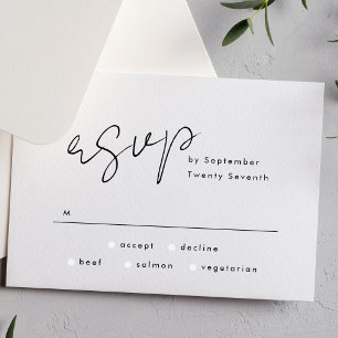 Stylish Modern Custom Names Tuxedo Wedding RSVP Card