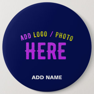 STYLISH MODERN CUSTOM NAVY BLUE VERIFIED BRANDED 6 INCH ROUND BUTTON