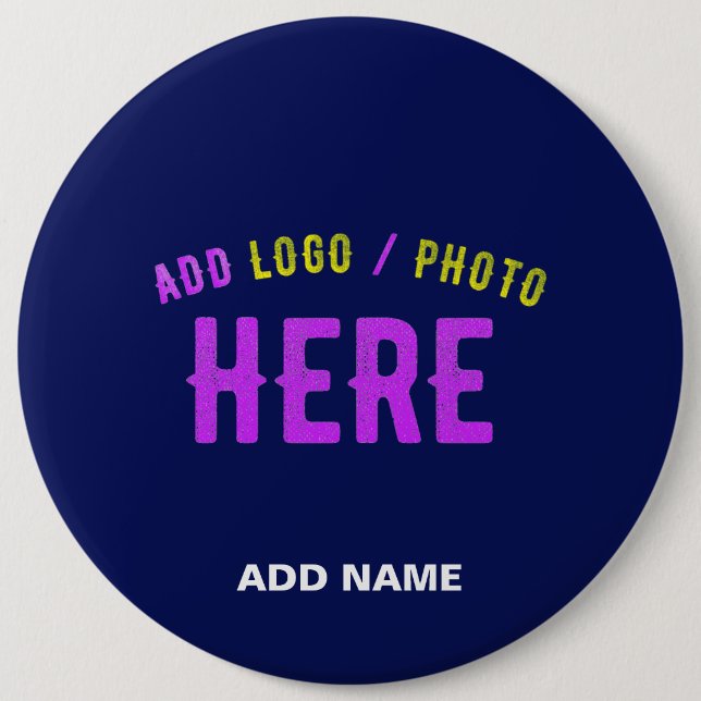 STYLISH MODERN CUSTOM NAVY BLUE VERIFIED BRANDED 6 INCH ROUND BUTTON (Front)