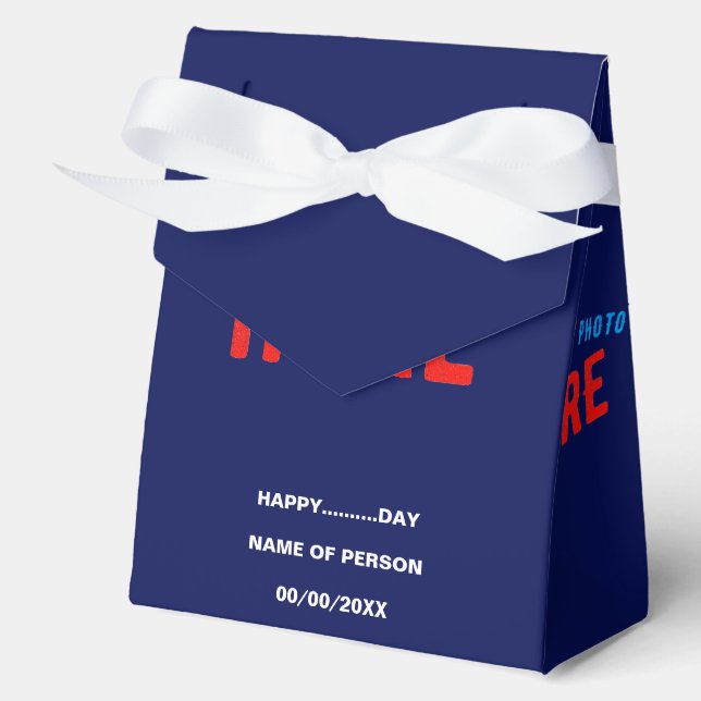 STYLISH MODERN CUSTOM NAVY BLUE VERIFIED BRANDED FAVOR BOX (Front)