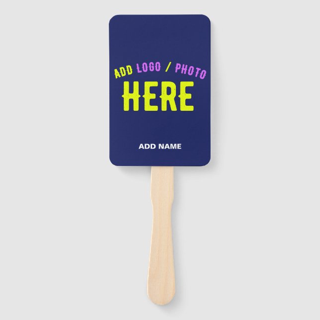 STYLISH MODERN CUSTOM NAVY BLUE VERIFIED BRANDED HAND FAN (Front)