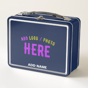 STYLISH MODERN CUSTOM NAVY BLUE VERIFIED BRANDED METAL LUNCH BOX