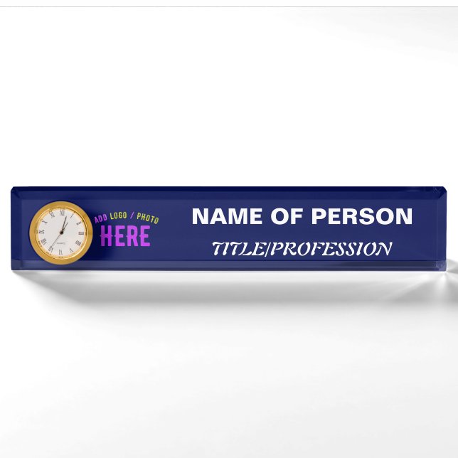 STYLISH MODERN CUSTOM NAVY BLUE VERIFIED BRANDED NAMEPLATE (Front)