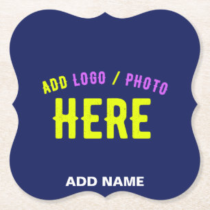 STYLISH MODERN CUSTOM NAVY BLUE VERIFIED BRANDED PAPER COASTER