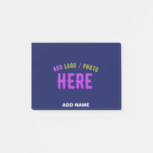 STYLISH MODERN CUSTOM NAVY BLUE VERIFIED BRANDED POST-IT NOTES