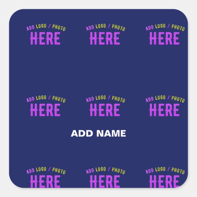 STYLISH MODERN CUSTOM NAVY BLUE VERIFIED BRANDED SQUARE STICKER (Front)