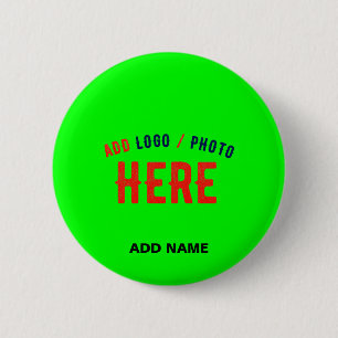 STYLISH MODERN CUSTOM NEON GREEN VERIFIED BRANDED 2 INCH ROUND BUTTON
