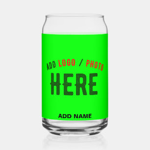 STYLISH MODERN CUSTOM NEON GREEN VERIFIED BRANDED CAN GLASS